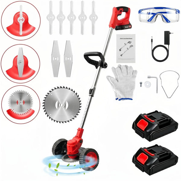 Red Cordless Grass Trimmer with Adjustable Shaft