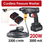 Cordless portable pressure washer: washer and battery pair.