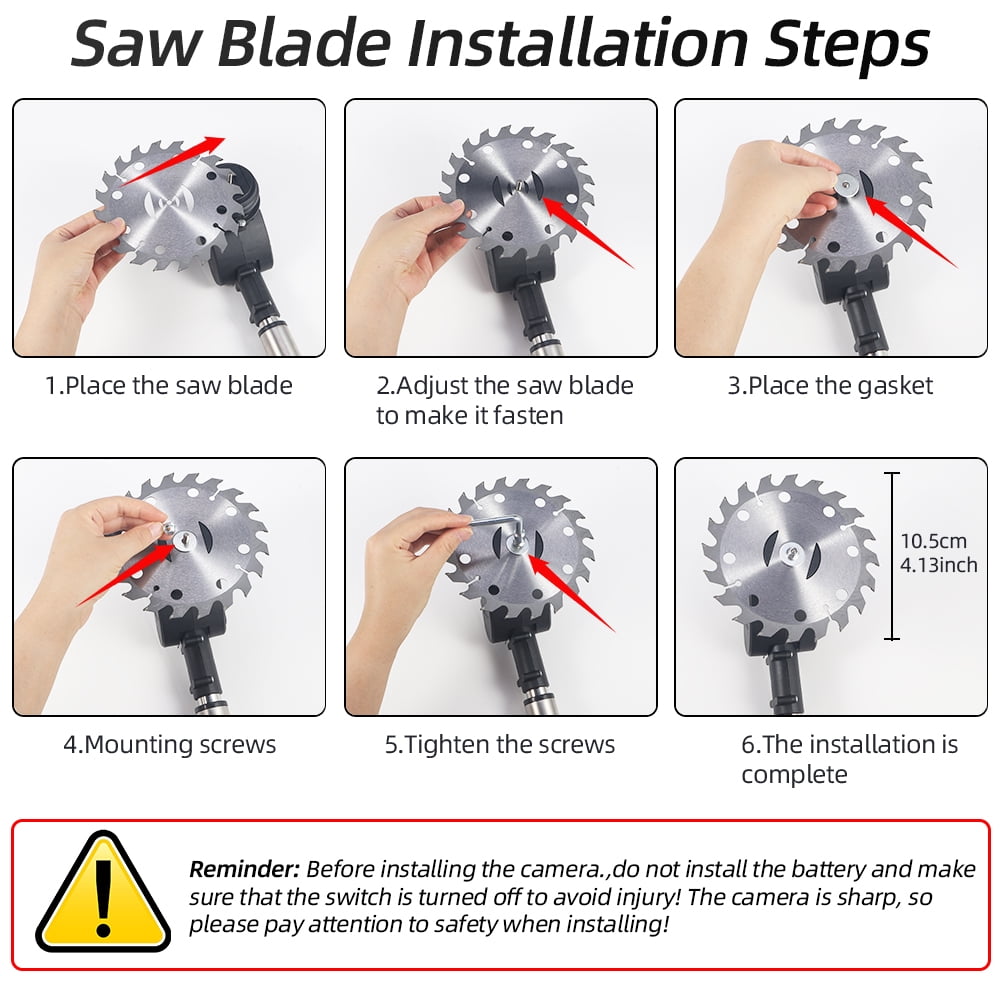 Brush cutter blade kit: saw blade installation sequence.