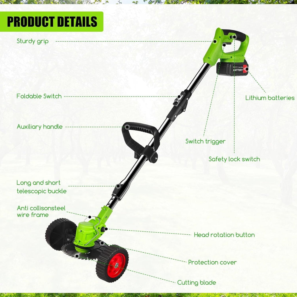 Folding grass trimmer: labeled handle guard and shaft.