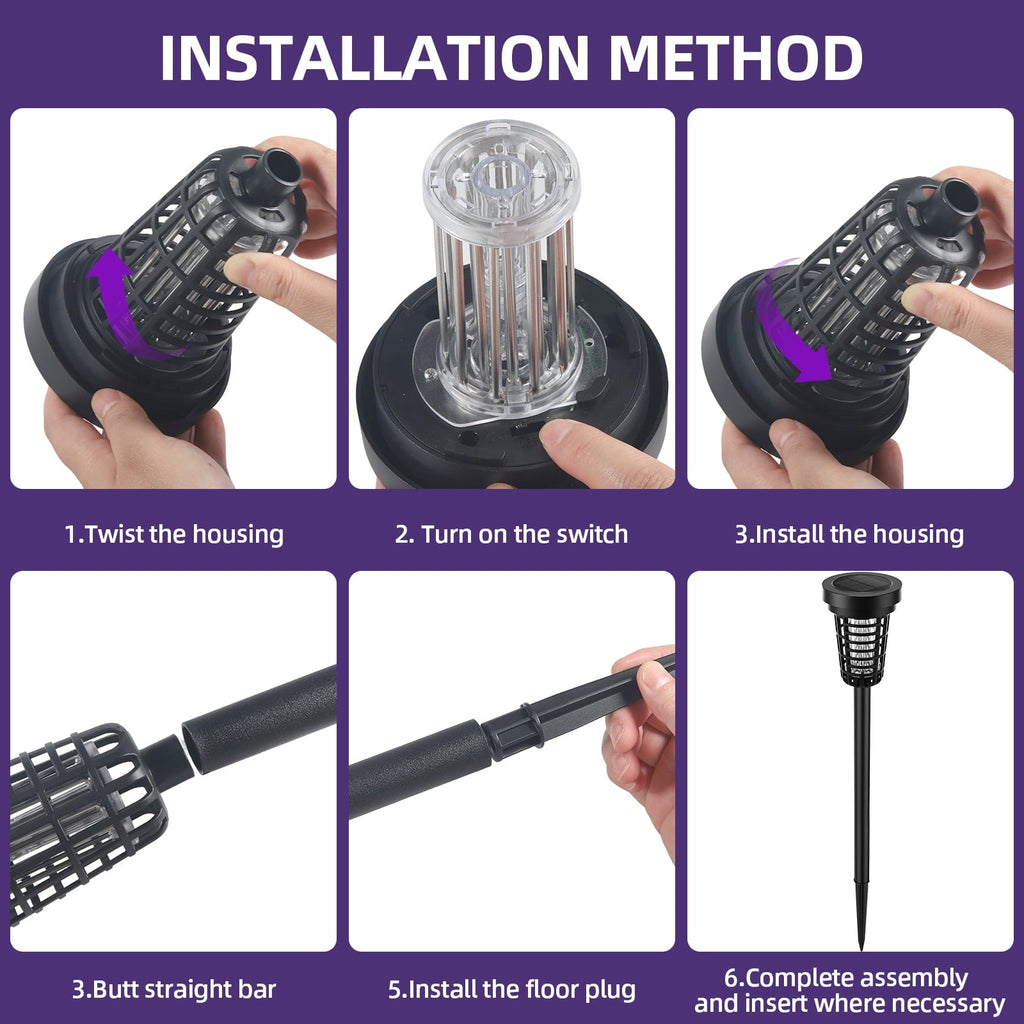 Solar bug zapper torch: torch assembly sequence.